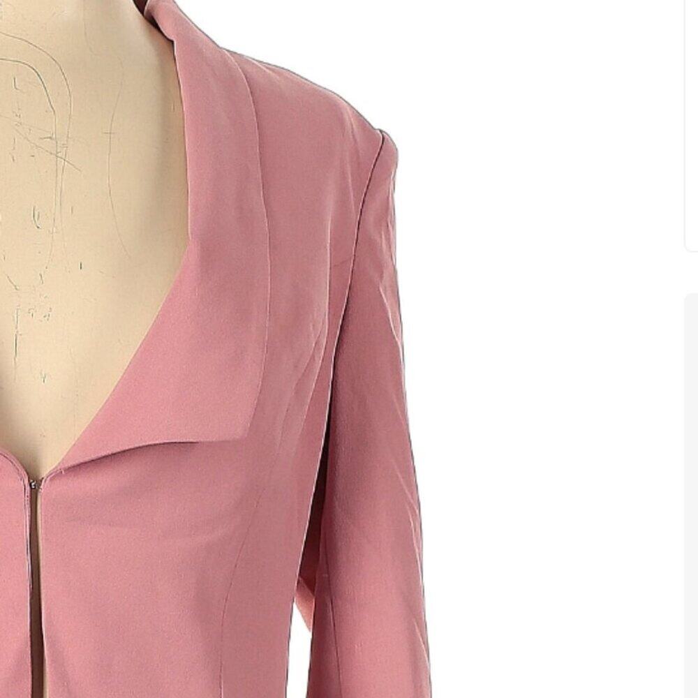 NWT Bebe Pink Blazer Cropped Chelsea Collar Open-Front Pastel Girlhoodcore Sz 12 - Picture 10 of 11